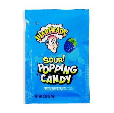 Warheads Popping Candy Pouch Blue Raspberry 9g (0.33oz) (Box of 20) BBE 5 DEC 2024