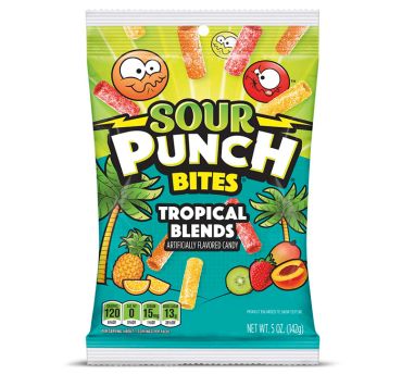 Sour Punch Tropical Bites Peg Bag 140g (5oz) (Box of 12)