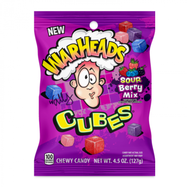 Warheads Berry Cubes Peg Bag 128g (4.5oz) (Box of 12)