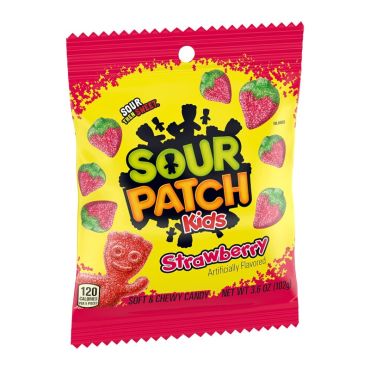 Sour Patch Kids Strawberry Peg Bag 102g (3.6oz) (Box of 12)