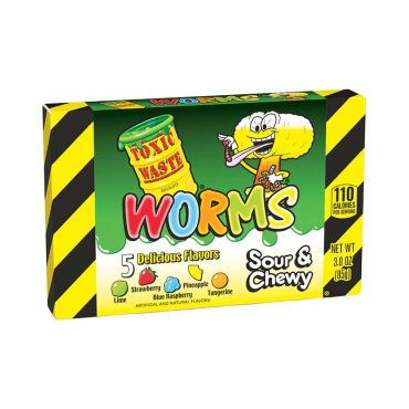 Toxic Waste Worms Theatre Box 85g (3oz) (Box of 12) BBE 28 FEB 2024