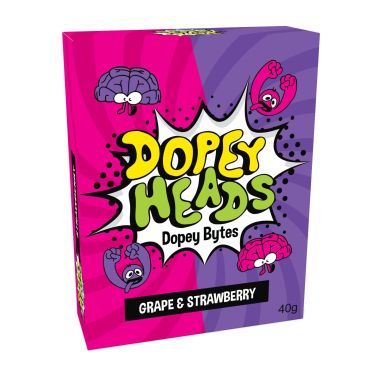 Dopey Heads Bytes Grape & Strawberry 40g (1.41oz) PM 69p and 2 For £1 (Box of 24)