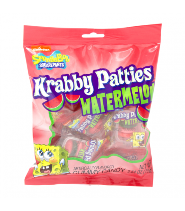 Gummy Krabby Patties Watermelon Peg Bag 72g (2.54oz) (Box of 12) BBE 31 DEC 2024