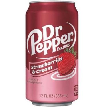 Dr Pepper Strawberry & Cream 355ml (12 fl.oz) (Box of 12) BBE 13 Jan 2025