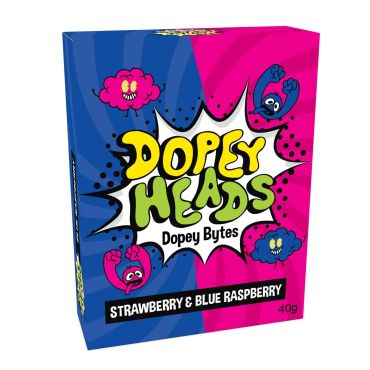 Dopey Heads Bytes Strawberry & Blue Raspberry 40g (1.41oz) PM 69p and 2 For £1 (Box of 24)