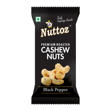 Nuttoz Black Pepper Roasted Cashews Nuts 80g (Case of 10)