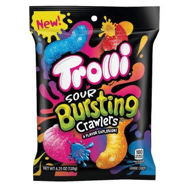 Trolli Sour Bursting Crawlers 120g (4.25oz) (Box of 12) BBE 17 DEC 2024