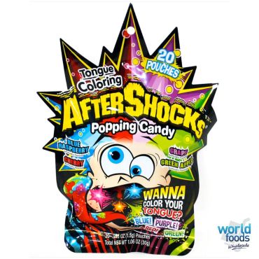 Aftershocks Popping Candy Tongue Colouring Assorted 30g (1.06oz) (Box of 16) BBE 22 MAY 2025