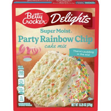 Betty Crocker Delights Super Moist Party Rainbow Cake Mix 376g (13.25oz) (Box of 12) BBE 12 JAN 2025