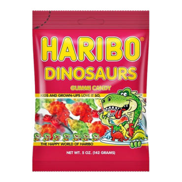 Haribo Dinosaurs 142g (5oz) (Box of 12) BBE 30 OCT 2024