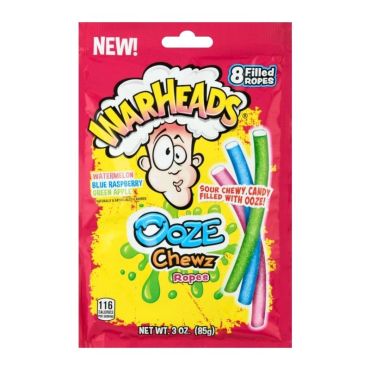 Warheads Ooze Chewz Ropes 85g (3oz) (Box of 12) BBE 17 OCT 2024