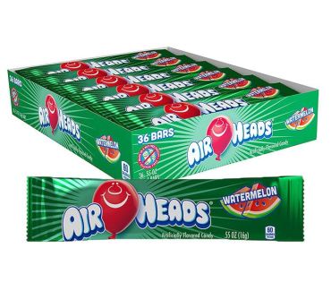 Air Heads Singles Watermelon 16g (0.55oz) (Box of 36) BBE 31 JAN 2025