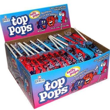 Top Pops Blazpberry Box (Red and Blue Raspberry) 10g (0.35oz) (Box of 48)